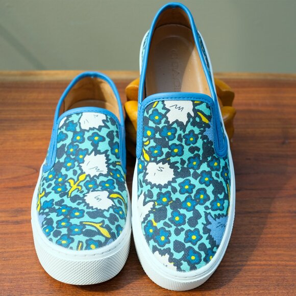 Coach Shoes - Coach Blue Floral Slip-On Sneakers